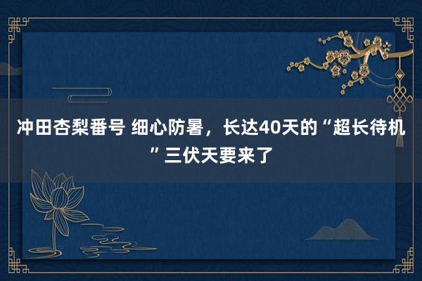 冲田杏梨番号 细心防暑，长达40天的“超长待机”三伏天要来了