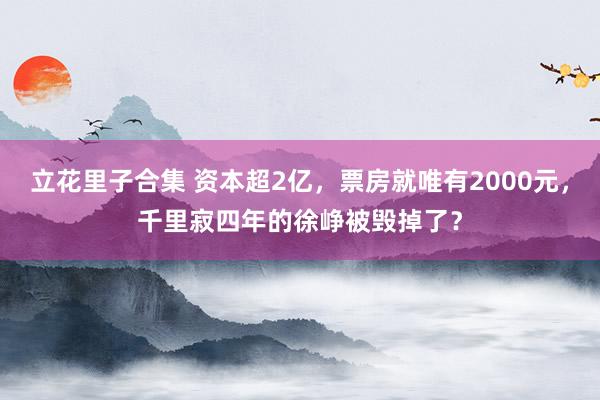 立花里子合集 资本超2亿，票房就唯有2000元，千里寂四年的徐峥被毁掉了？