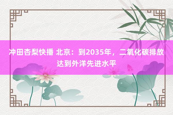 冲田杏梨快播 北京：到2035年，二氧化碳排放达到外洋先进水平