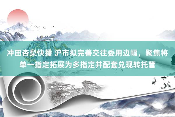 冲田杏梨快播 沪市拟完善交往委用边幅，聚焦将单一指定拓展为多指定并配套兑现转托管