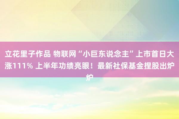 立花里子作品 物联网“小巨东说念主”上市首日大涨111% 上半年功绩亮眼！最新社保基金捏股出炉