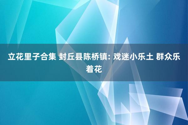 立花里子合集 封丘县陈桥镇: 戏迷小乐土 群众乐着花