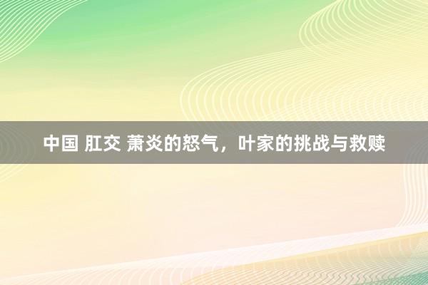 中国 肛交 萧炎的怒气，叶家的挑战与救赎