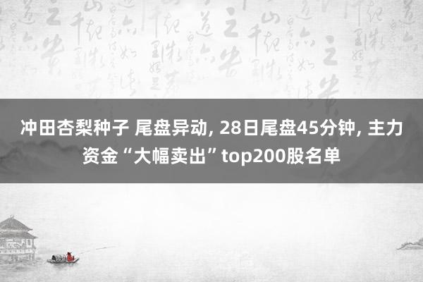 冲田杏梨种子 尾盘异动， 28日尾盘45分钟，<a href=