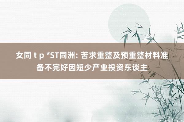 女同 t p *ST同洲: 苦求重整及预重整材料准备不完好因短少产业投资东谈主