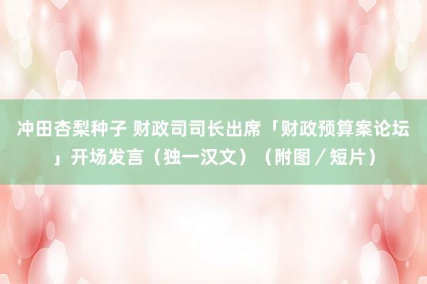 冲田杏梨种子 财政司司长出席「财政预算案论坛」开场发言（独一汉文）（附图／短片）