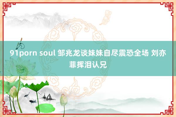 91porn soul 邹兆龙谈妹妹自尽震恐全场 刘亦菲挥泪认兄