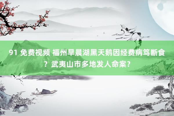 91 免费视频 福州早晨湖黑天鹅因经费病笃断食？武夷山市多地发人命案？