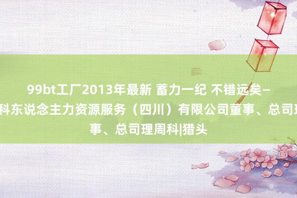 99bt工厂2013年最新 蓄力一纪 不错远矣——访外企德科东说念主力资源服务（四川）有限公司董事、总司理周科|猎头