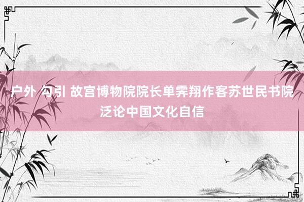 户外 勾引 故宫博物院院长单霁翔作客苏世民书院泛论中国文化自信