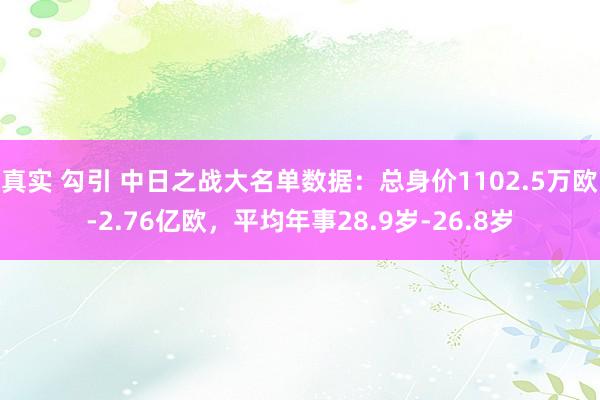 真实 勾引 中日之战大名单数据：总身价1102.5万欧-2.76亿欧，平均年事28.9岁-26.8岁