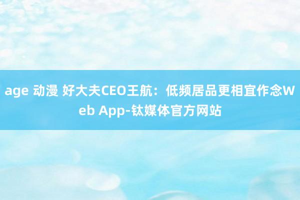 age 动漫 好大夫CEO王航：低频居品更相宜作念Web App-钛媒体官方网站