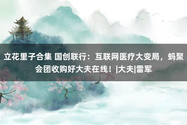 立花里子合集 国创联行：互联网医疗大变局，蚂聚会团收购好大夫在线！|大夫|雷军